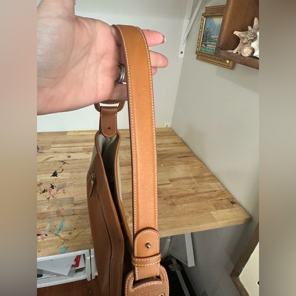 Salvatore Ferragamo Tan Italian Leather & Ivory Cream Canvas Shoulder Bag - Picture 8 of 11